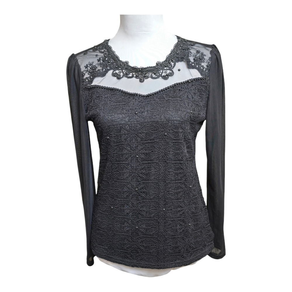 BLU GAYA Black Lace Blouse 2XL